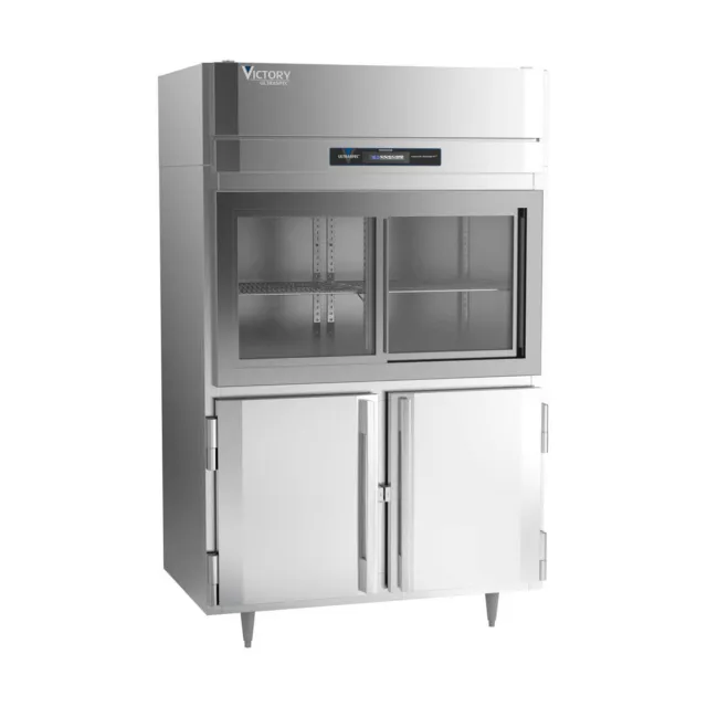 Victory DRS-2D-S1-HD-HC 52" Two Section Reach-In Refrigerator w/ 2 Sliding Gl...