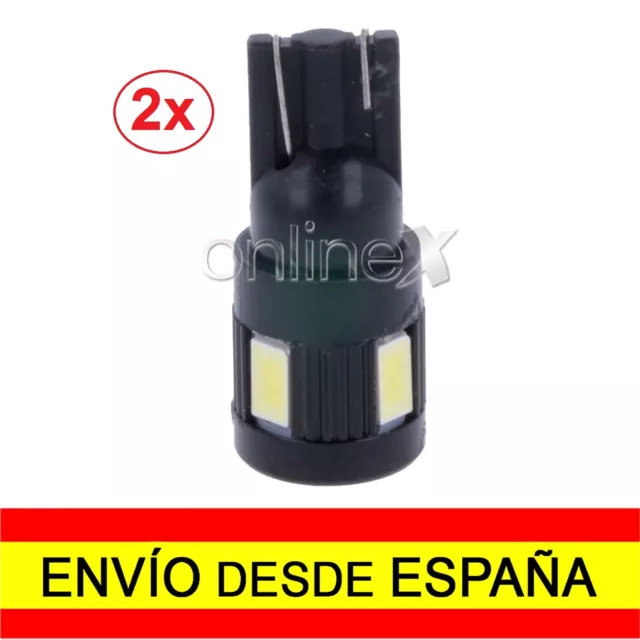 2x Bombilla LED Coche T-10 W5W 5 SMD 12V Luz Blanca XENON 6000K Canbus a0477