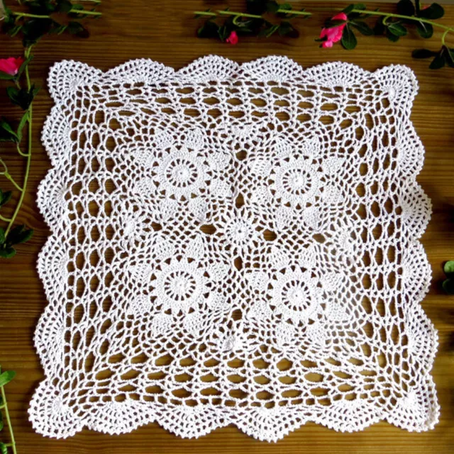 Square Vintage Hand Crochet Doily Lace Table Mats Handmade Flower 40-110cm