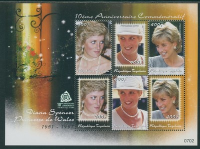 Togo Scott #2062 MNH SHEET of 6 2007 Princess Diana 10th Memorial ANN CV$11+