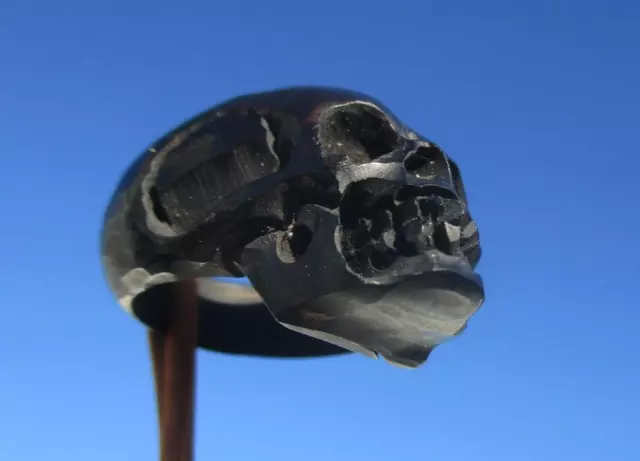 Schädel , skull ,  Ring Größe 19 aus Büffelhorn geschnitzt ! 2