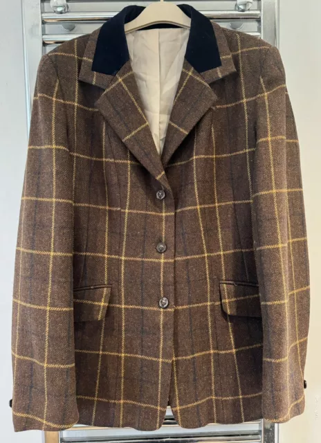 Firefoot Tweed Hacking Show Jacket Brown Navy Cream Check Ladies 40”