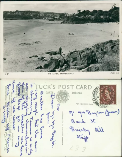 Saundersfoot Sands Tucks SF 27 Real Photo RP 1954 Cancel