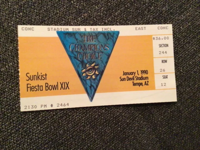 Sunkist Fiesta Bowl Nebraska/Oklahoma ticket stub 1/1/90 MINT!!