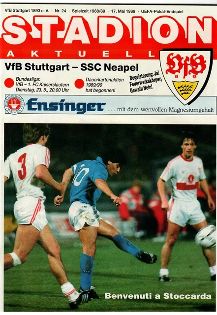 VFB STUTTGART V SSC Napoli 198889 UEFA Cup Final 2nd Leg Football