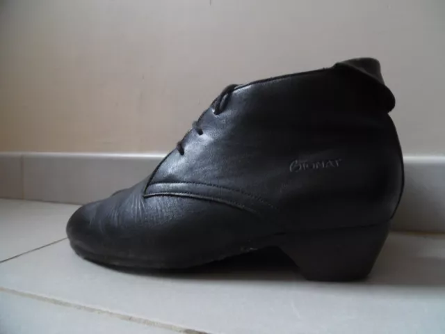 Bionat - chaussures bottines noires 100% cuir sans chrome - Taille 39