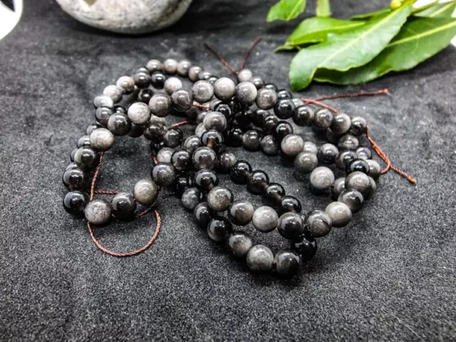 Obsidienne argentée - 120 perles 6mm