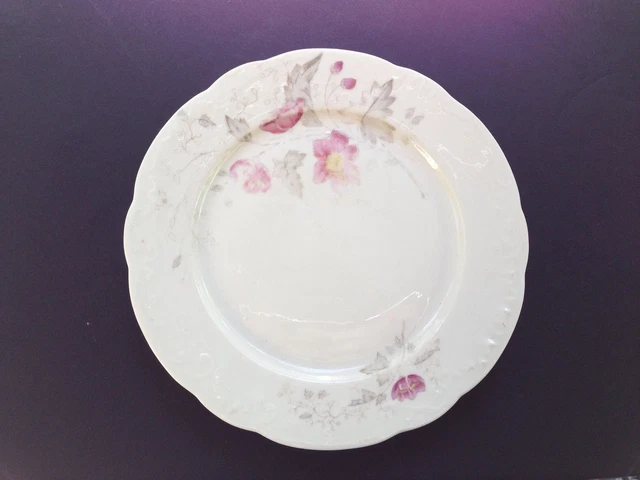 OP Co Syracuse China SY1126 Pink Yellow Flowers Gray Leaves - 8" SALAD PLATE