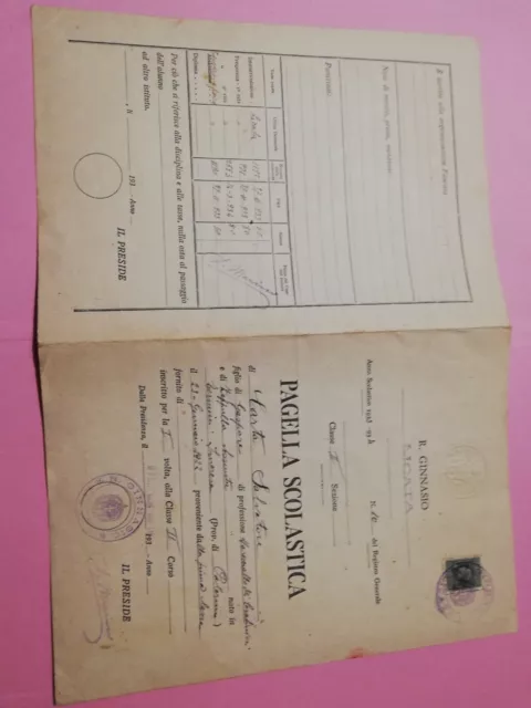 G50 Pagella scolastica Licata Regio Ginnasio 1933-34 Regno D'Italia