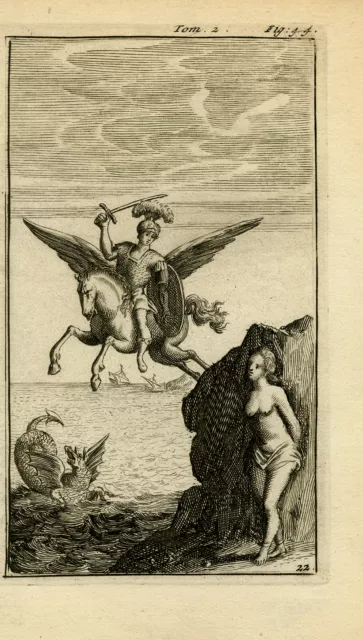 Antique Print-Myth of Perseus and Andromeda-Pegasus-dragon-Anonymous-ca. 1730