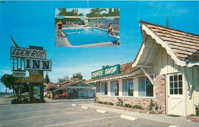 Bakersfield California Eden Roc Inn Swimming Pool 1960s Postcard 21-14163