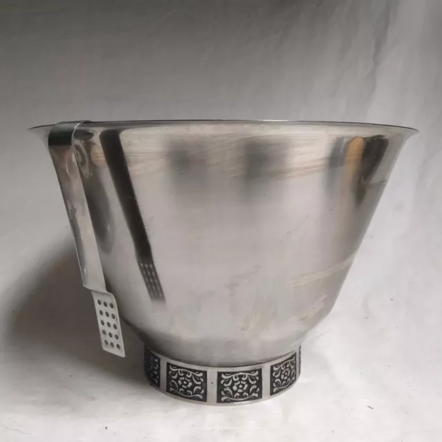 Vintage Retro Wiltshire Burgundy Stainless Steel Ice Bucket with tongs