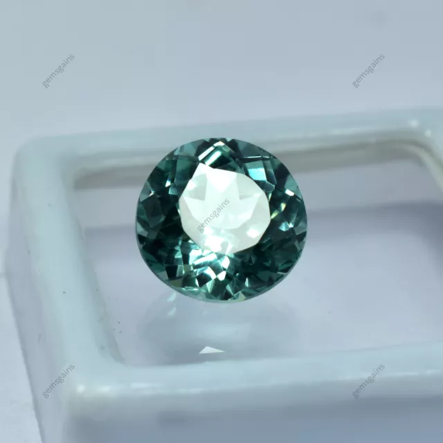 4.80 Ct NATURAL Bluish Green Montana Sapphire Round Cut CERTIFIED Loose Gemstone