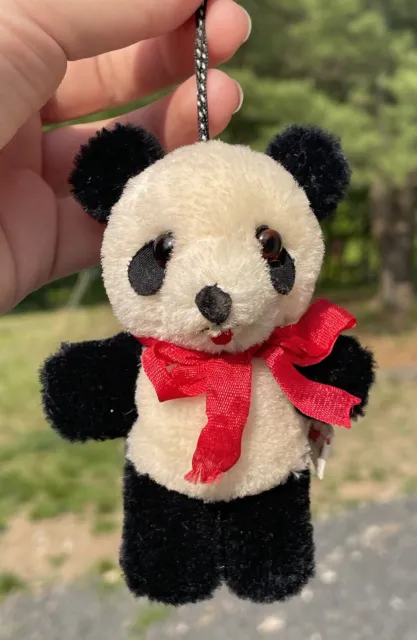 Vintage Wool Panda Bear Chinese 20th C. Christmas Ornament