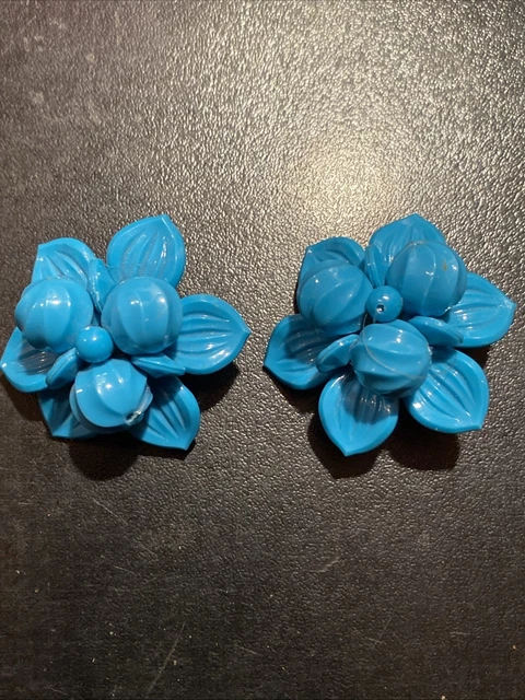 Paire De Boucles D'oreilles Anciennes Vintage Années 70 - Clips En Plastique Rose - Rare