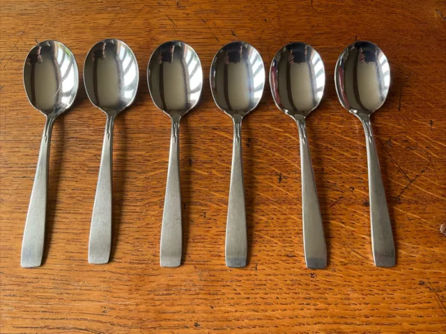 6 Vintage Oneida Oneidacraft Deluxe Stainless Steel Fruit Cereal Spoons 15cm