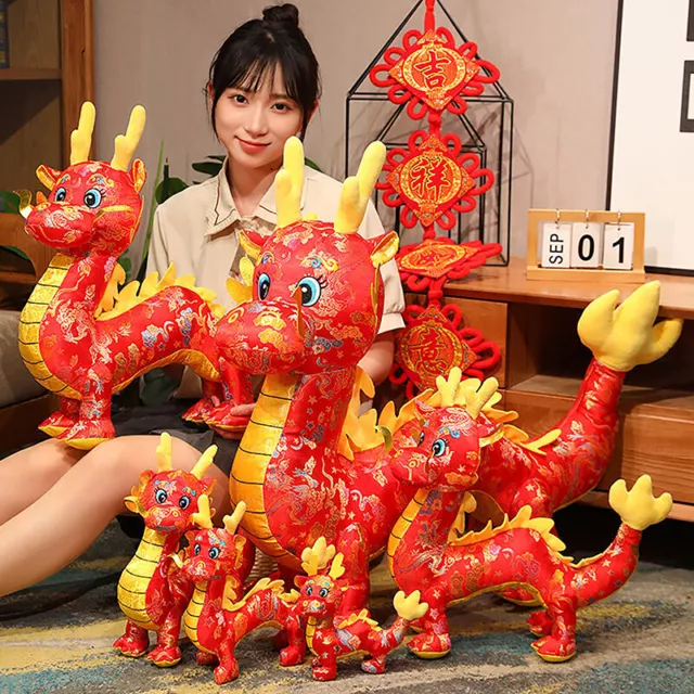 2024 Cartoon Zodiac Dragon Year Mascot Chinese Dragon Plush Toys New Years De S1