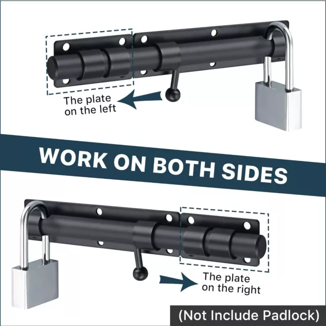 Sayayo Schwerlast Schiebetor Riegel Bolzen Sicherheitstürschloss mit Vorhängeschloss Loch 23... 2