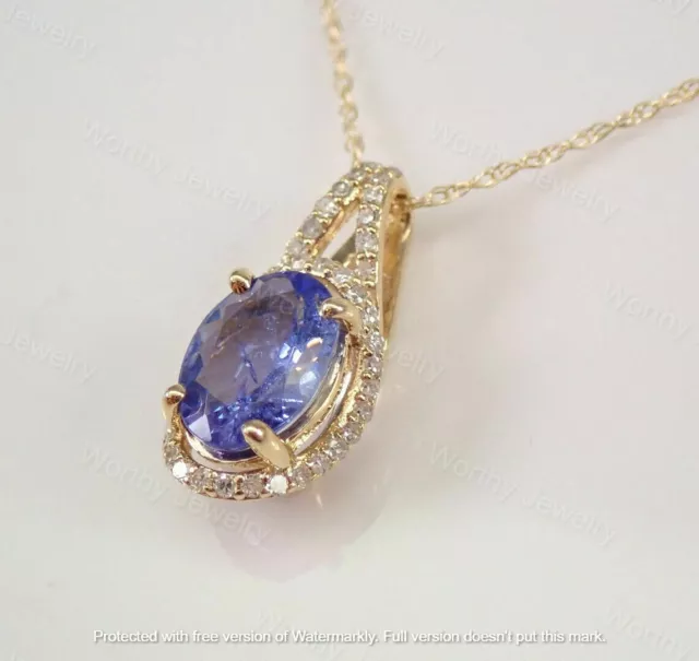 2Ct Oval Cut Blue Sapphire Diamond Halo Pendant Necklace 14K Yellow Gold Finish 3