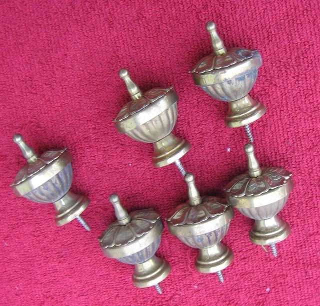 6 Antique Curtain Drape Brass Color Floral Wall Mount Screw Tiebacks Holdbacks~m 2
