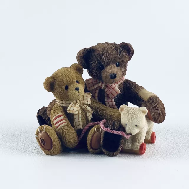 Cherished Teddies Todd & Friends 786683 Retired Two Bears With Teddy Pull Toy