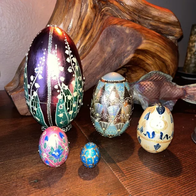 Firebird Workshop Russian Nesting Eggs 5 pieces Gilded Pink Gold $139 Easter