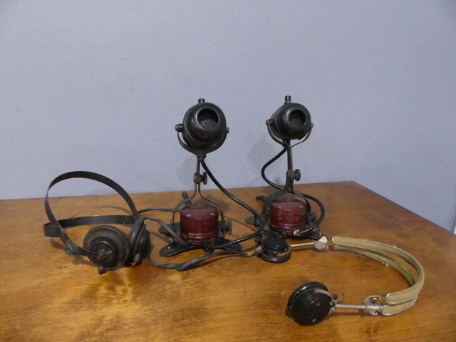 2 Vintage RCA MI- 2454-B Military Deck Microphone Headsets Parts Set