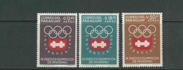 Paraguay 1963 Innsbruck Inverno Olimpiadi (Scott 788-90 Top 3 Valore Solo) VF