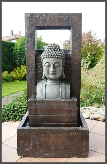 2. Wahl Großer BUDDHA Brunnen 107 cm ho. Gartenbrunnen/Wasserwand 3 x LED Licht