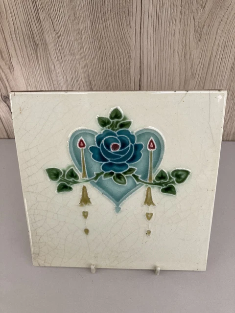 Antique Art Nouveau Fireplace Tile by Lea & Boulton