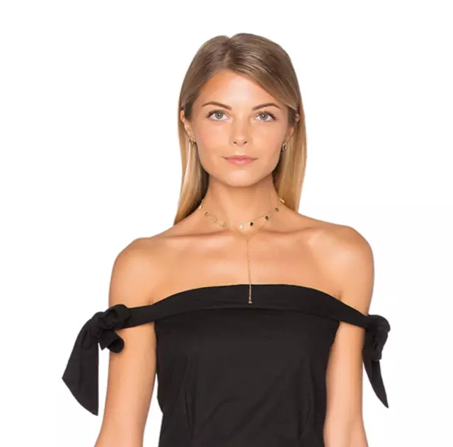 MLM New York Off Shoulder Top Blouse Black Tie Sleeve Sz Medium NWT Revolve