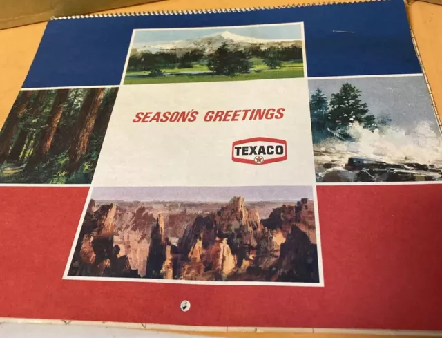 Texaco 1970 Calendar Wall Hanging Advertising Service Season’s Greetings