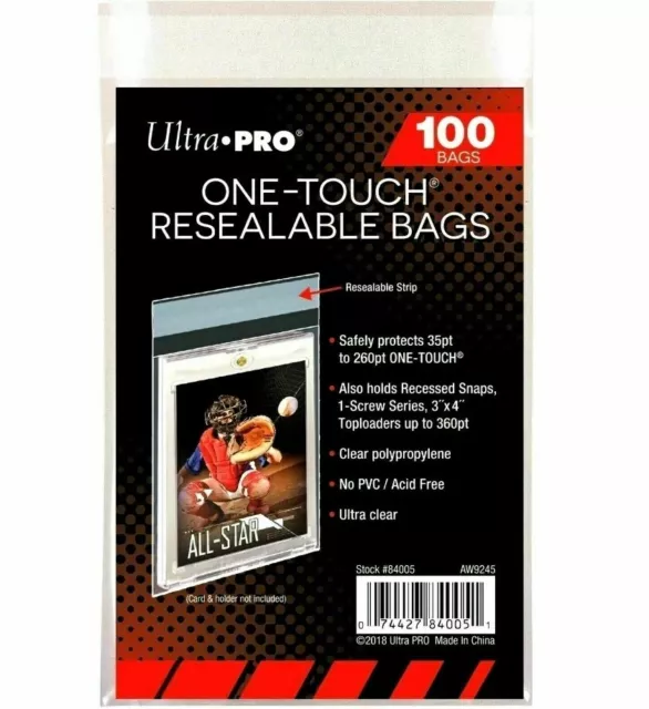 Ultra Pro 100ct One-Touch Sleeves Resealable Bags Protect cards NBA TCG Pokemon