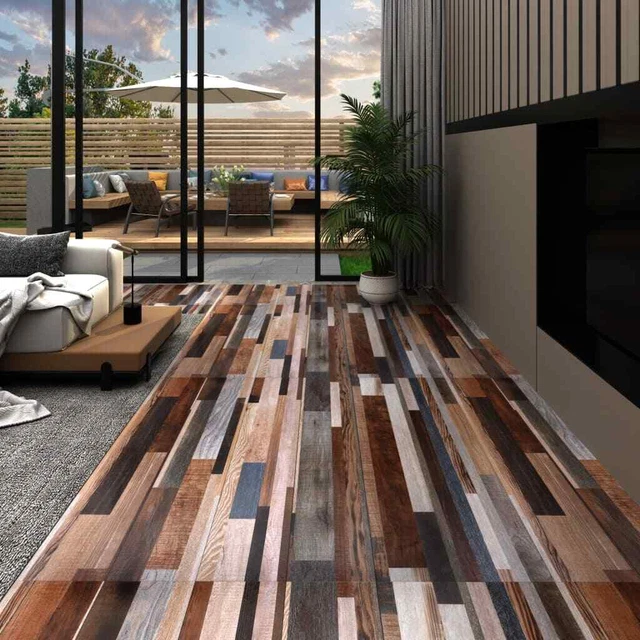 Listoni Autoadesivi Pavimentazione PVC 5,21 m? 2 mm Multicolori