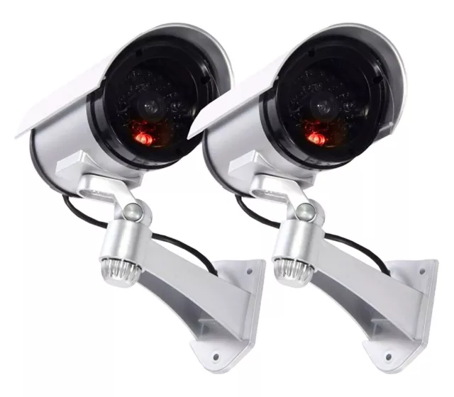 Coppia Telecamera Finta Esterno Dummy Led Ir Lampeggiante Videosorveglianza 2Pz