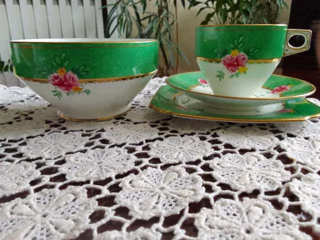 Taylor & Kent Vintage  Art Deco bone china coffee trio & sugar bowl