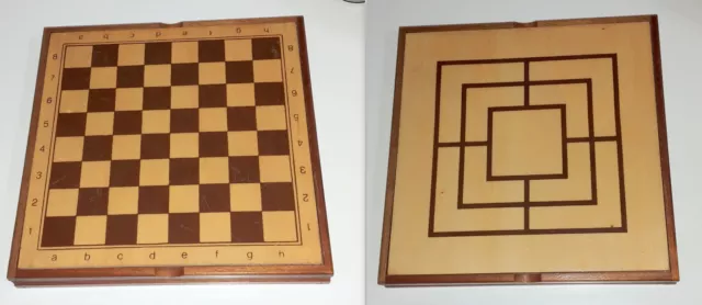 Gioco Da Tavolo Scacchiera + Dama + Tris In Legno - 32,5 X 32,5 