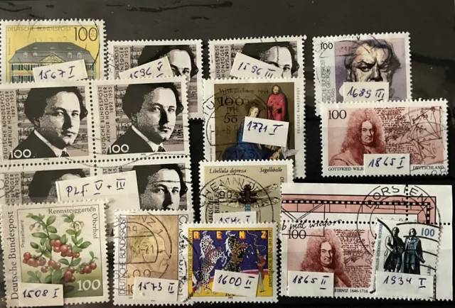 Briefmarken BRD 13 Plattenfehler gestempelt ! Siehe Foto ! Michel 259,00 Euro !