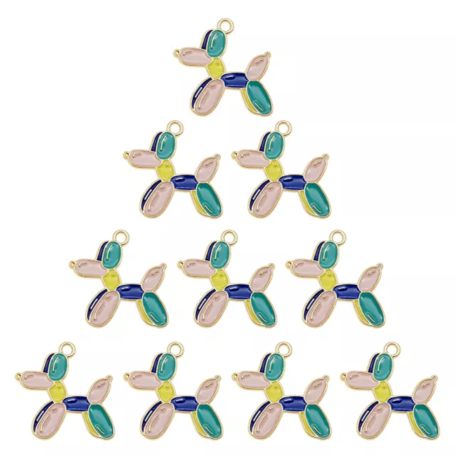 8pcs Gold Plated Alloy Enamel Balloon Dog Charms Pendant Jewelry DIY Accessories