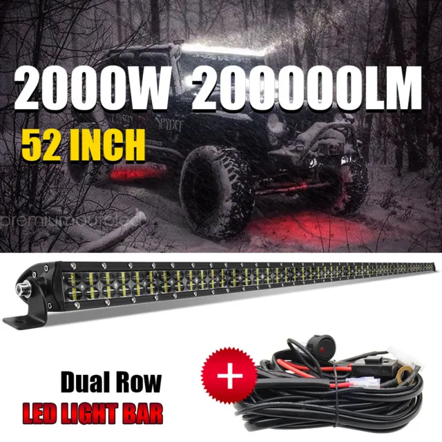 For Jeep Wrangler JK 07-18 Front Upper Roof 52" LED Light Bar Spot Combo Wiring