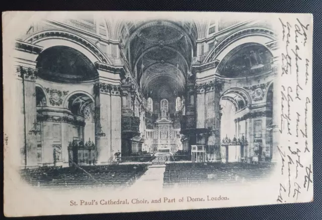 Vintage B&W Postkarte - St. Pauls Kathedrale, Chor & Teil der Kuppel - 1904 (s)