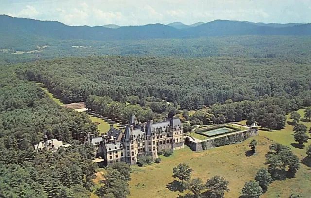 Postcard NC: Aerial View, Biltmore House & Gardens, North Carolina, Unposted