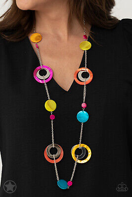 Paparazzi jewelry Kaleidoscopically Captivating Pink Yellow Disc Chain Necklace