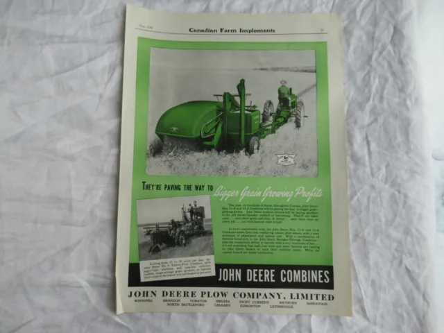 1941 John Deere 11-A 12-A combine magazine print ad poster