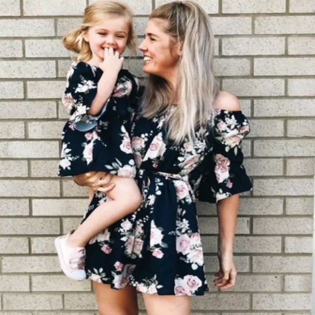 Family Dress Mother and Daughter Outfits Matching Women Daughter Dresses New