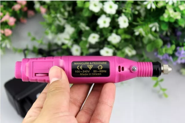 Electric Nail File Drill Variable Speed Rotary Detail Carver Deep Pink Pen-Shape 3