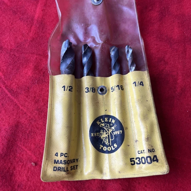 KLEIN TOOLS 53004 - 4 PC MASONRY DRILL SET - MADE IN USA (t31)