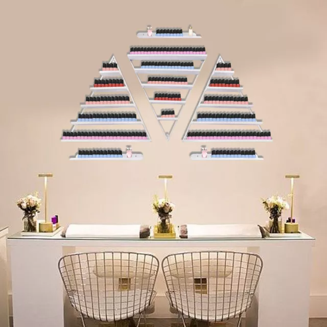 White Nail Polish Display Rack Kits 5-Tier Floating Wall Mount Cosmetic Shelves