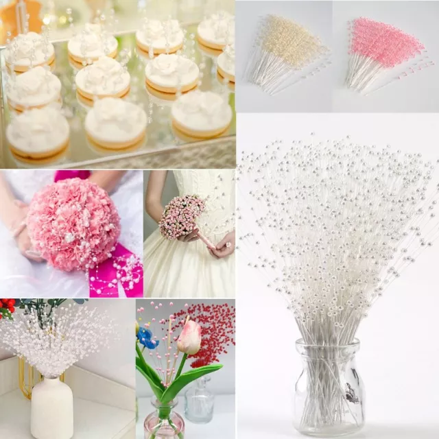 100 Bunches White DIY Cake Decoration Beads Wedding Bouquet Beads Flower