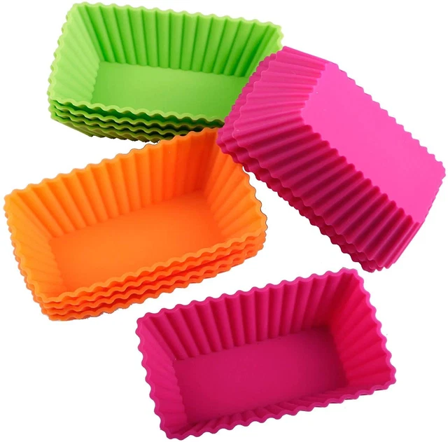 New Rectangular Jumbo Cupcake Liners, 4.3 Inch Silicone Baking Cups Reusable